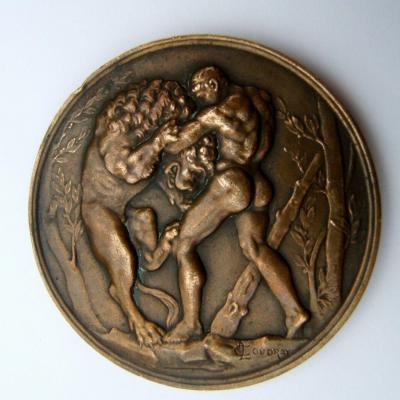 Médaille Bronze C Loudray H Dubois François de Tessan Seine et Marne Homme Lion