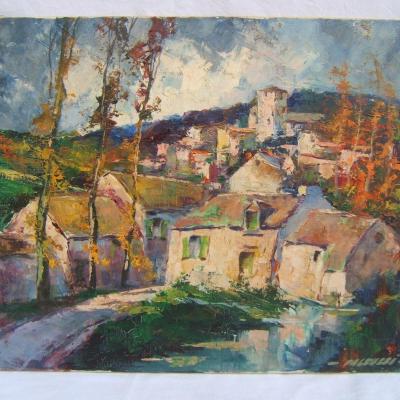 Tableau Robert FALCUCCI 1900-1989 yonne près d'Auxerre paysage fauvisme